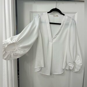 White flowy formal top